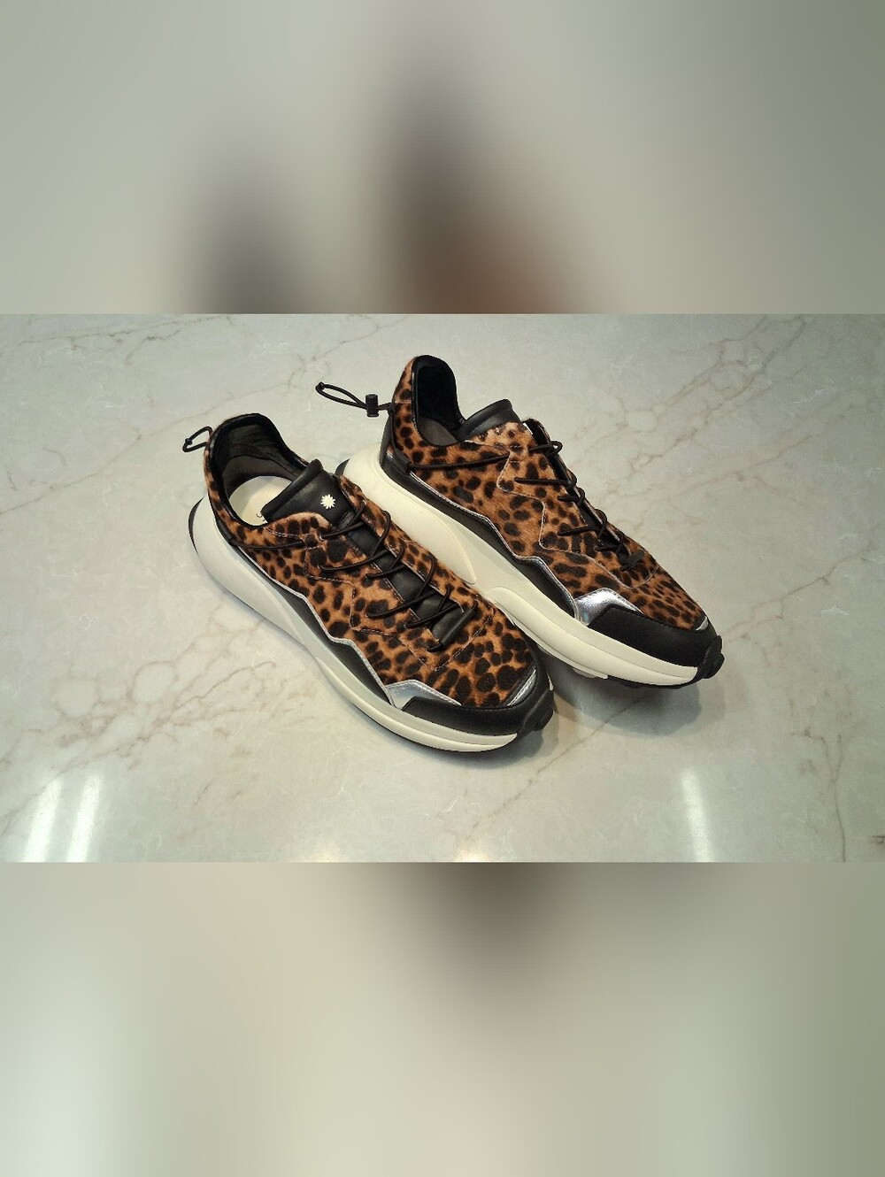 Stuart Weitzman Leopard Print Haircalf Sneakers Low-Top Luxury Trainers